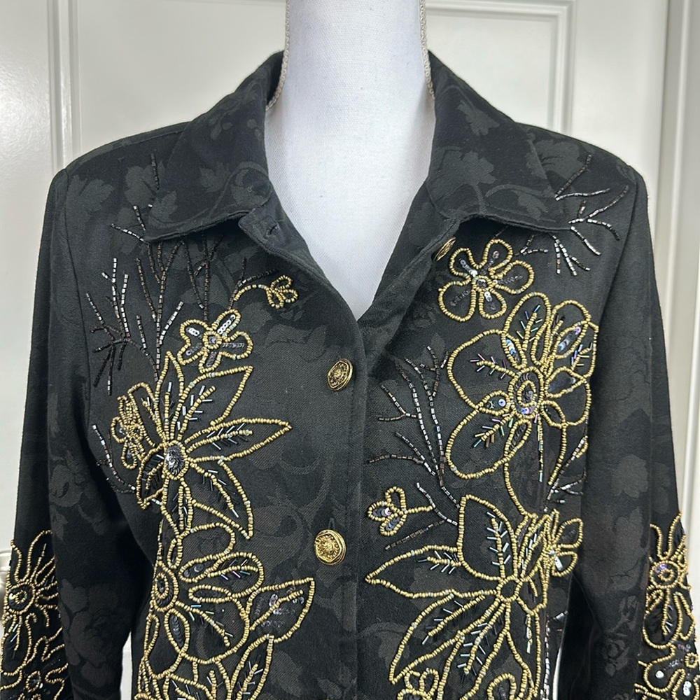 Vintage Draper’s & Damon’s Women’s Jacquard Classic Embellished Blazer Size M - Picture 3 of 9